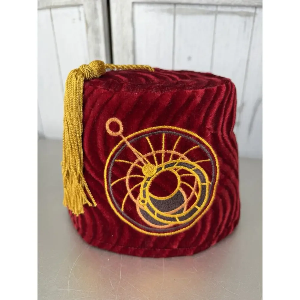 Vintage Fez-O-Rama Velvet Red Quilted With Gold Tassel Size XXL Made USA